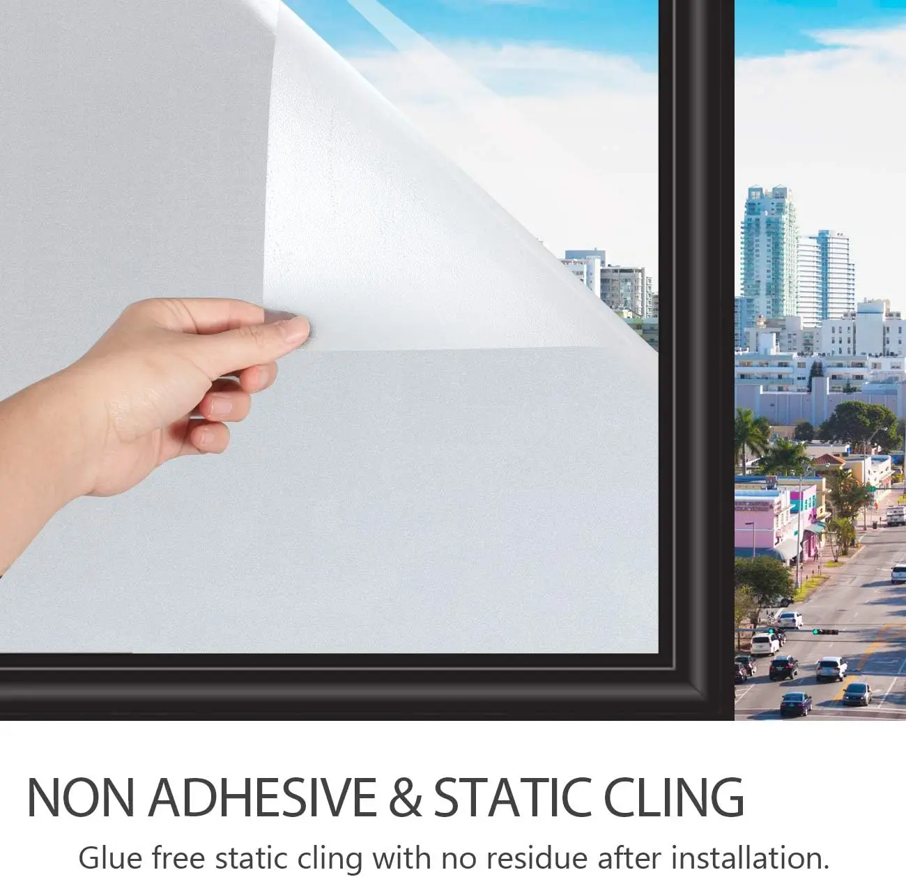 Privacy Window Film Frosted Static Cling Reusable Heat Control UV Blocking Window Tint for Home Office Bathroom