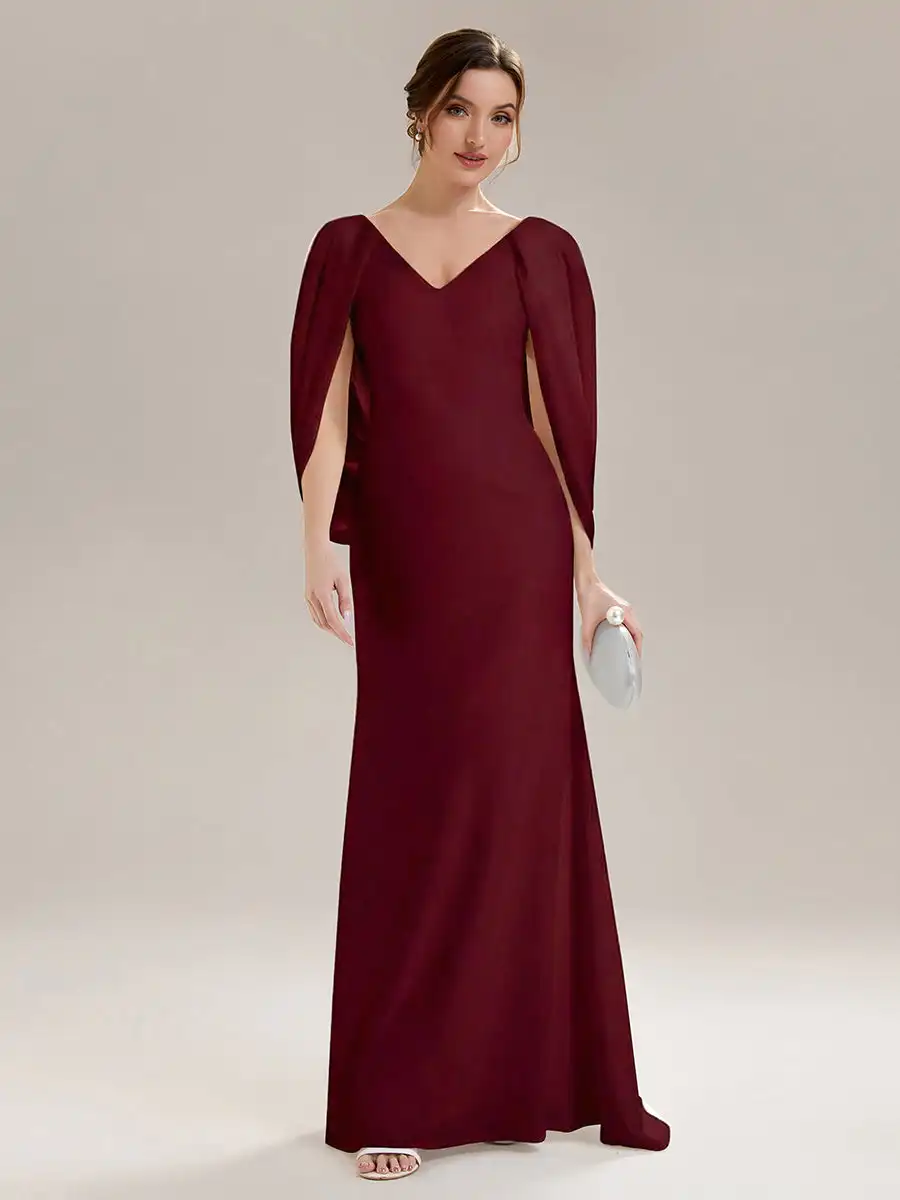 BAZIIINGAAA Evening Dress Strapless Deep V-Neck Strapless Style High Stretch Fishtail Hemline Knit Fabric Evening Dresses