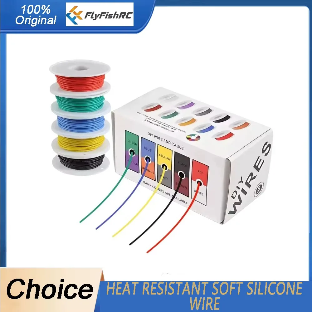 Hittebestendige Zachte Siliconen Draad 30/28/26/24/22/20/18AWG Hook-up Draad Flexibele Geïsoleerde Vertinde Koperdraad voor FPV RC Racing