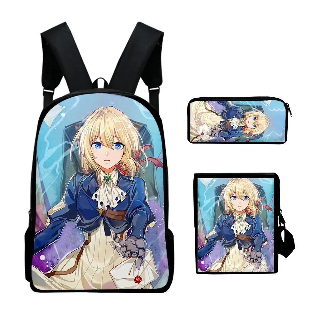 Harajuku Populaire Violeta Evergarden 3D Print Mochila, Aluno Mochilas Escolares, Mochila Laptop, Mochila, Inclinado Bolsa de