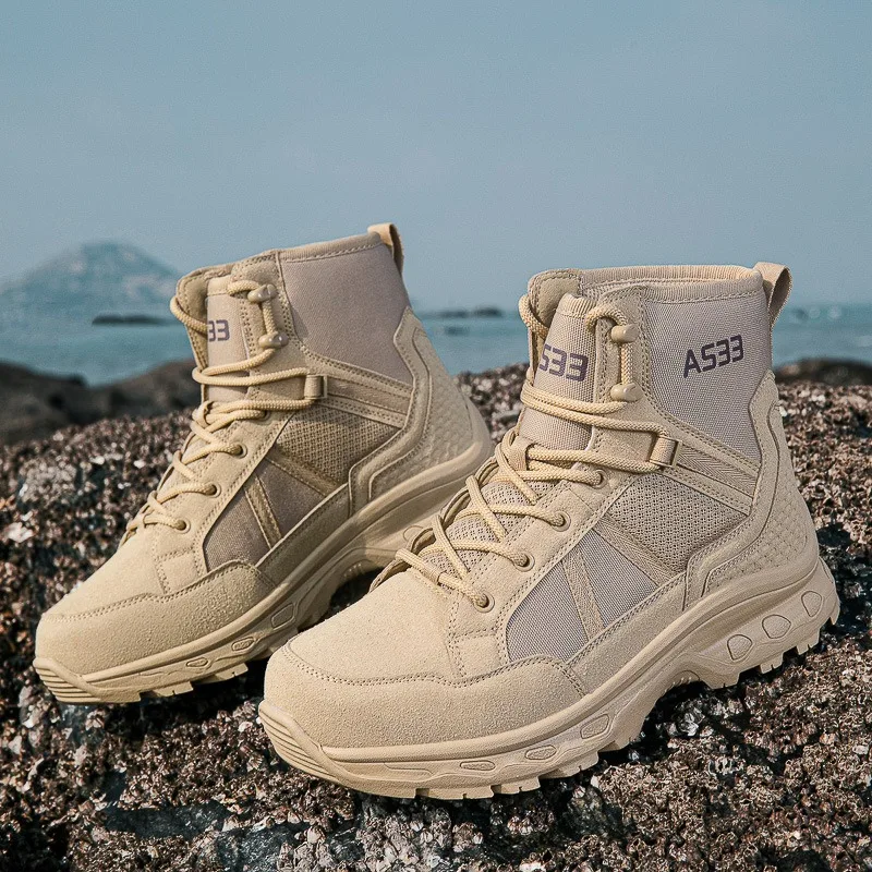 

Men's tactical boots, outdoor hiking, wear-resistant mountaineering boots, black, Magnum, cross-border, high-top combat boots.