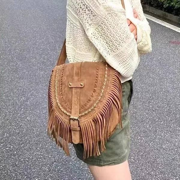 2024 Suede Bag Women's Retro Saddle  Fashion Shoulder Bag Crossbody Purses And Handbags