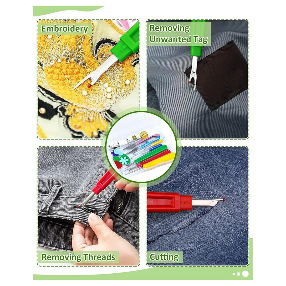 ماكينة خياطة A06RP للخياطة - 2 أدوات كبيرة و2 صغيرة لإزالة الغرز، ماكينة خيوط، أداة إزالة التطريز