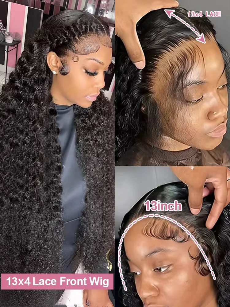 250 الكثافة 42 بوصة موجة عميقة الدانتيل شعر مستعار أمامي 13x6 Hd الدانتيل الباروكة الأمامية 13x4 شعر بشري مجعد الباروكات للنساء