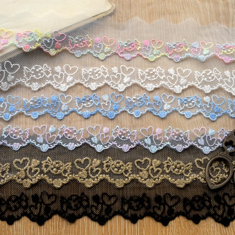 Embroidered Mesh Colors Lace Trimming, DIY Hair Clips, Headwear Ribbon, Wedding Party Dress Embellishment Fabric, 2Yards