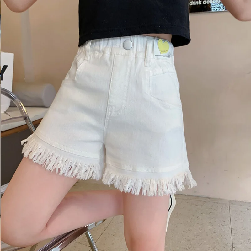 شورت جينز متوتر للفتيات، شورت صيفي، مثالي للمراهقين، مناسب للعطلات غير الرسمية والشاطئ