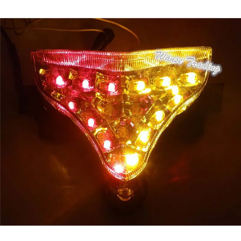 waase For Yamaha YZF R1 2009 2010 2011 2012 2013 2014 Chrome Tail Light Brake Turn Signals Integrated LED Light