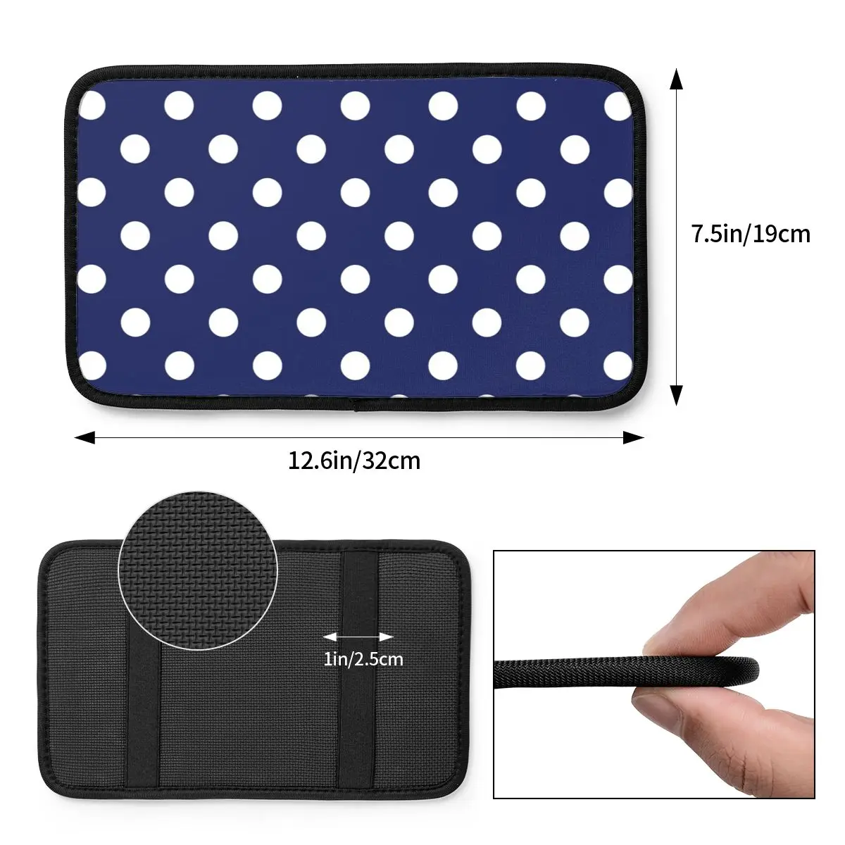 Center Handle Box Pad Cushion Polka Dot Classic Plaid Car Armrest Cover Mat Four Seasons Auto Interior Storage Box Pad Cushion