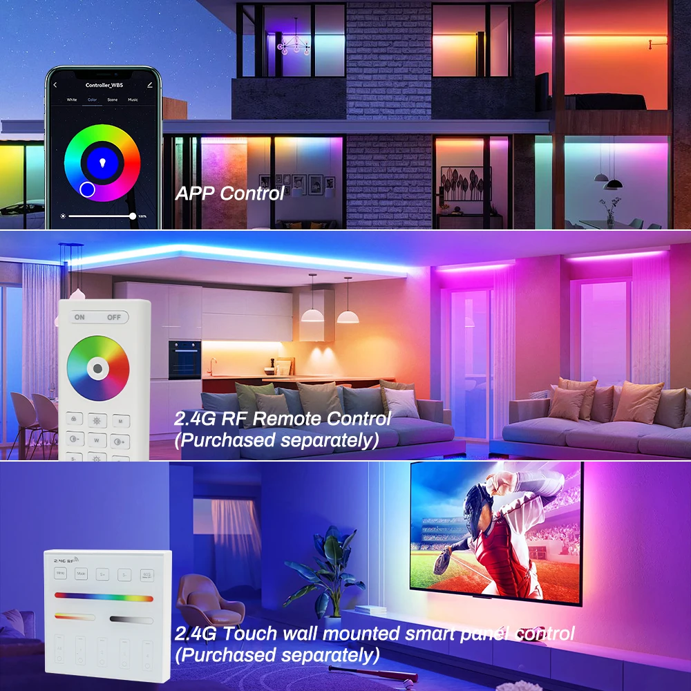 Inteligentny ściemniacz LED Tuya WiFi LED Controller Alexa Google Home Bluetooth Voice 2.4G CCT RGB RGBW Ściemniacz LED Light Controller 12-24V