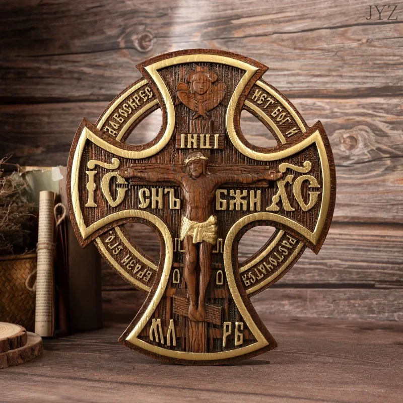 Vintage Jesus Crucified Cross Church Icon Religious Statue Wood Home Holy Statues