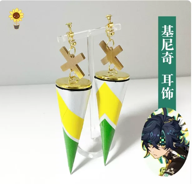 

Anime Genshin Impact Kinich Taper Metal Earrings Take Photo Props Accessories Cosplay Costume Ear Clips Acrylic