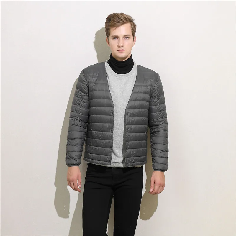 0-10℃ 2024 New Autumn Man Puffy White Duck Down Jackets Light Weight Breathable Warm Winter Coat Portable Men Thin Parkas