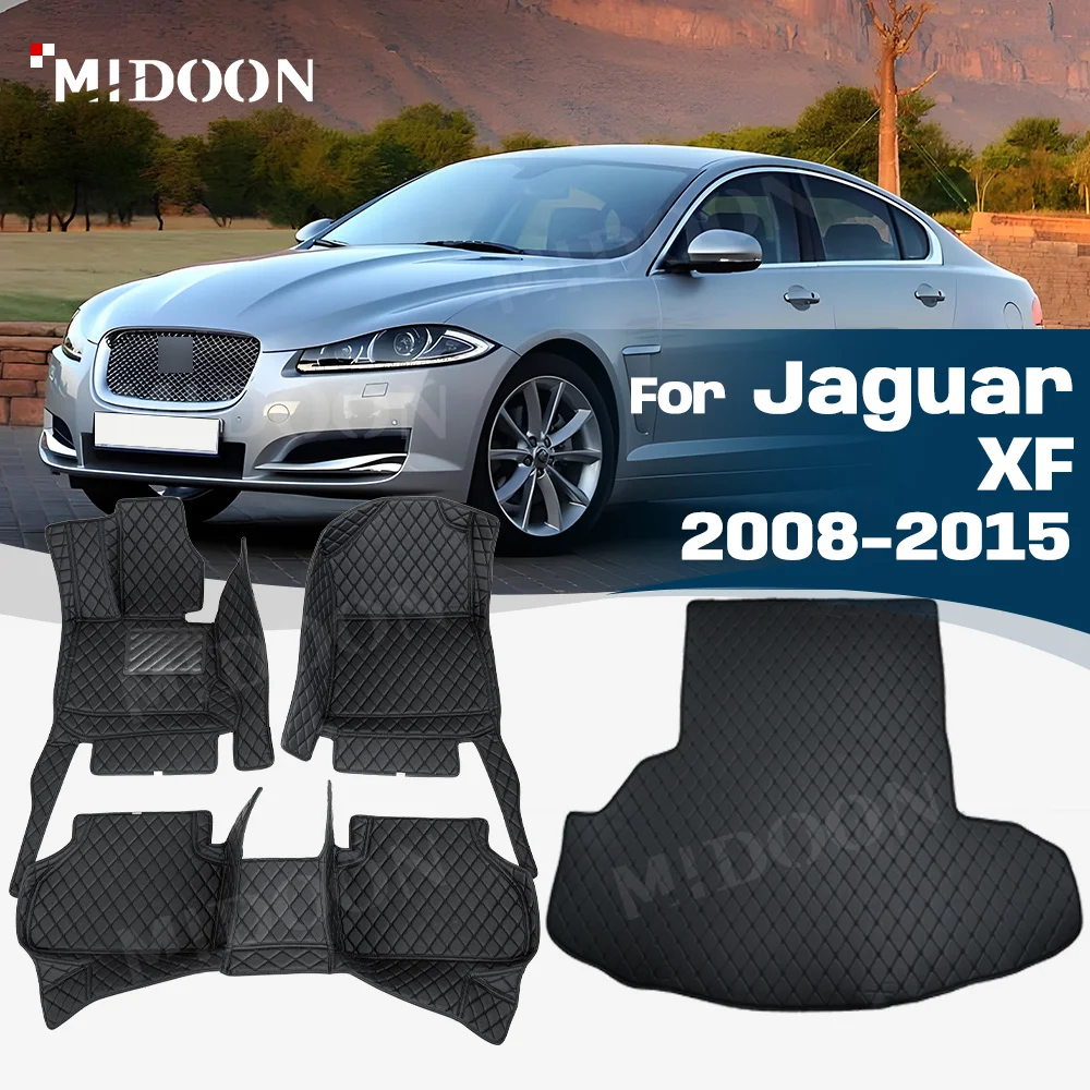 Car Trunk Mats For Jaguar XF 2008-2015 2014 2013 12 2011 10 09 Custom Floor Mat Auto Foot Pads Carpet Cover Interior Accessories