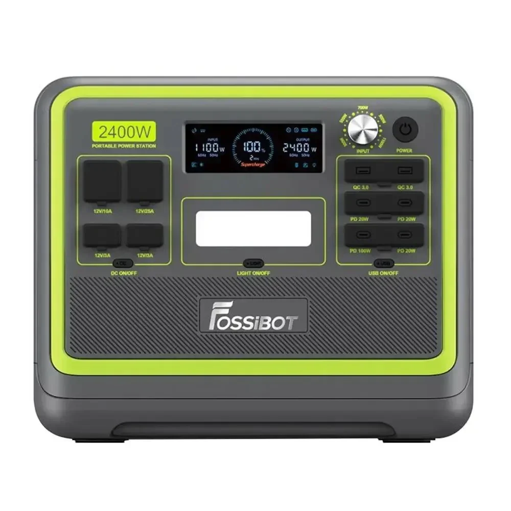 FOSSiBOT F2400 Portable Power Station, 2048Wh LiFePO4 Battery 2400W Output Solar Generator, 1.5 Hours Fast Charging