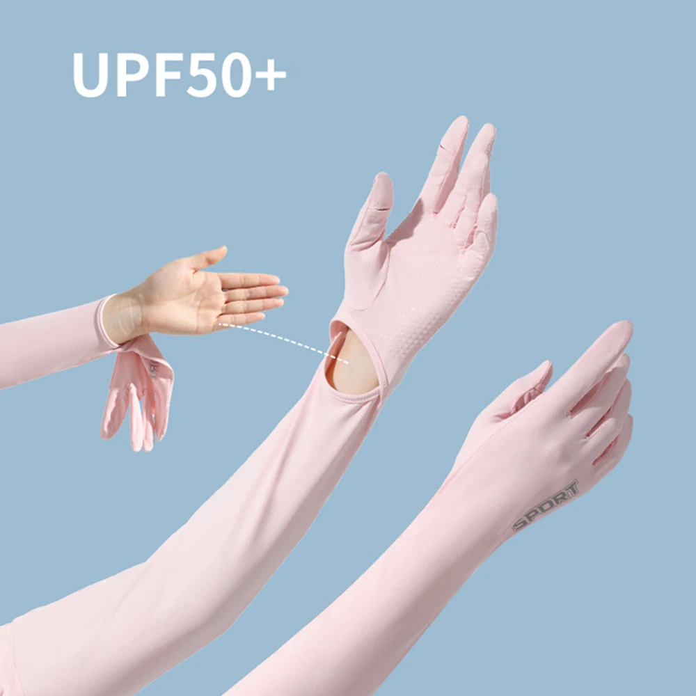 滑り止めの夏の太陽保護手袋,通気性,長いUV保護,長袖