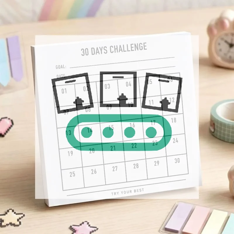 30 Days Challenge Habit Tracker Notebook, Daily Task Checklist Memo Pad, Scrapbook Collage Card Productivity Planning Tool