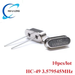 10pcs HC-49S Passive Crystal Oscillator Ceramic Quartz Resonator DIP 3.579545MHz 3.579545 MHz Electronic Kit HC 49 HC-49