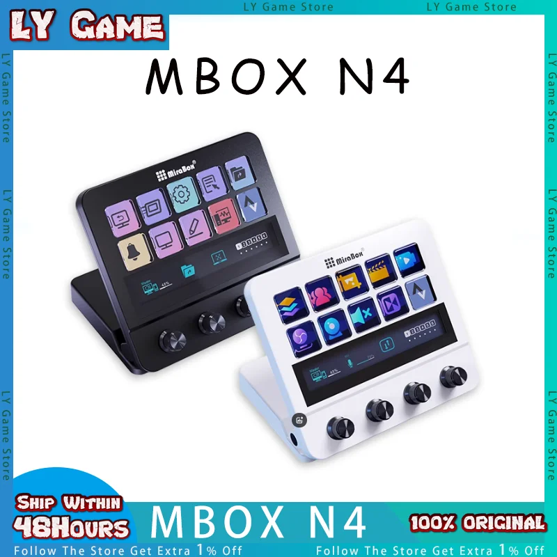 Mbox N4 Stream Deck Adjustable Stand Touch Strip 10-Key Visual Macro Keyboard Quad-Dial Interface Dual Usb-C Usb-A Hub Custom