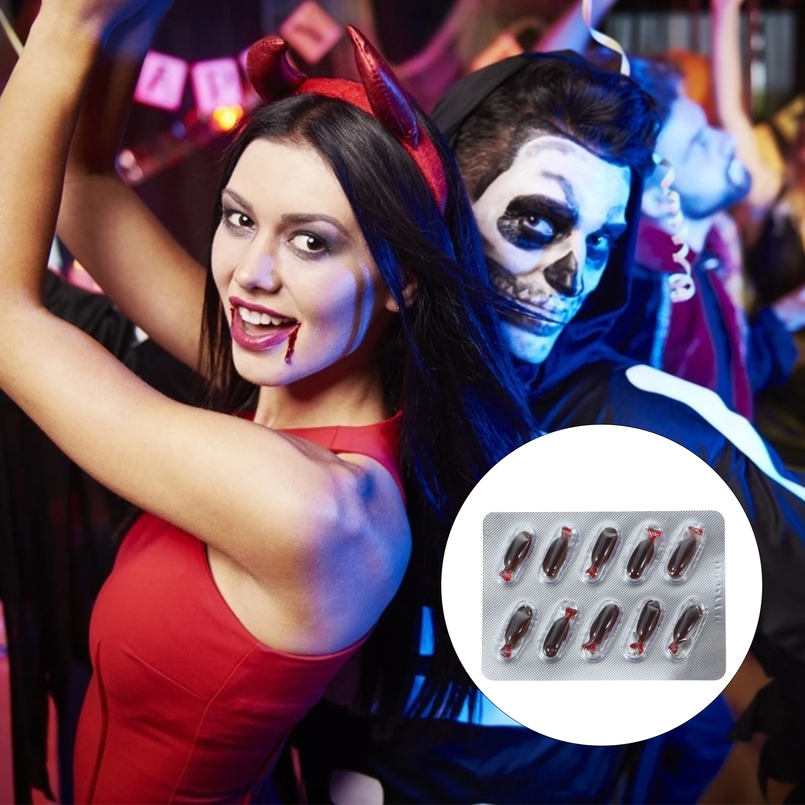 

Simulated Plasma Capsules Blood Prank Halloween Fake for Costume Party Trick Bloody Edible Pills