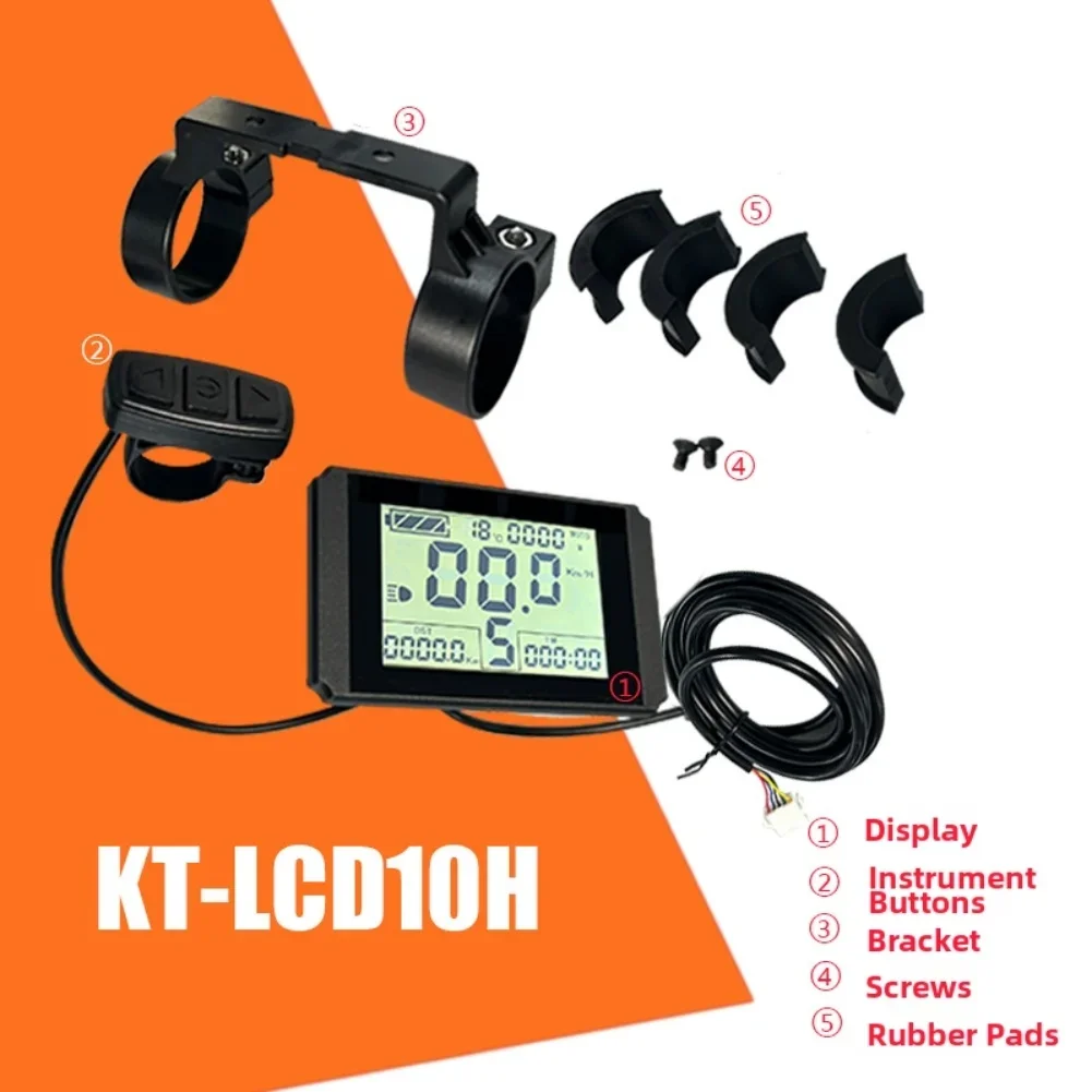 For KT Ebike Display LCD10H Compatible with 24V 36V 48V Voltage Featuring 5 Pin SM Connector and Screen Display for Fault Codes