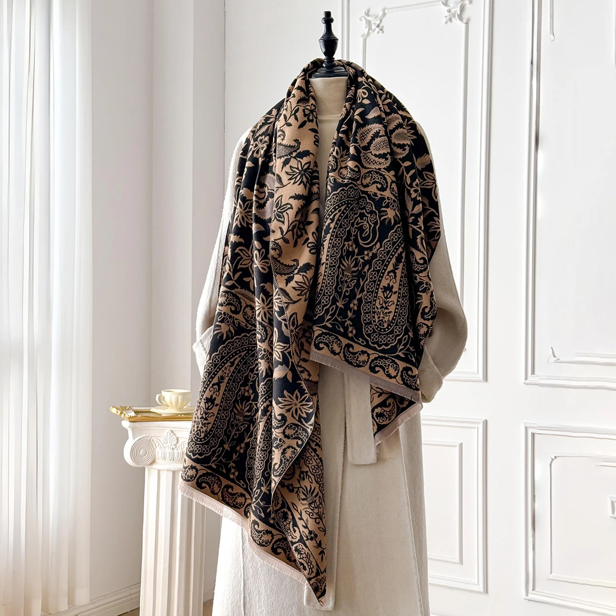 2025 Bufanda de Cachemira de imitación cálida de invierno de lujo para mujer de nuevo diseño-chal de Pashmina grueso, Poncho Foulard Bufanda