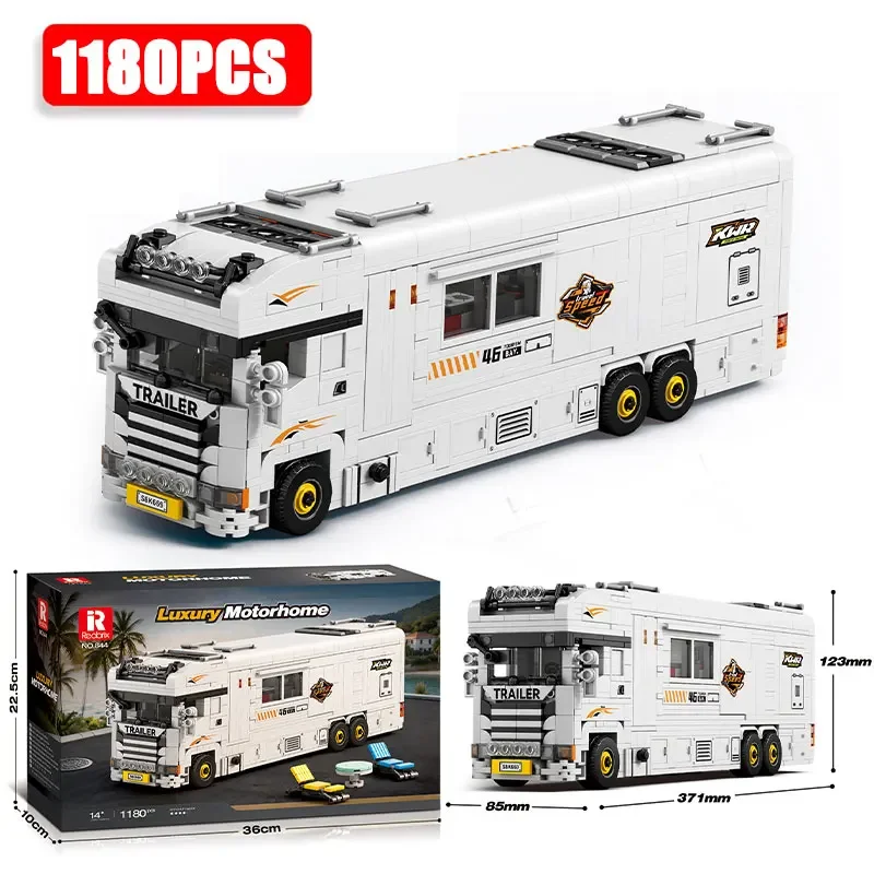 1180PCS Luxury Camper Van Building Blocks City Street View Vehicle Bricks Creative Assembly Toy Gift for Adults Hobbyists