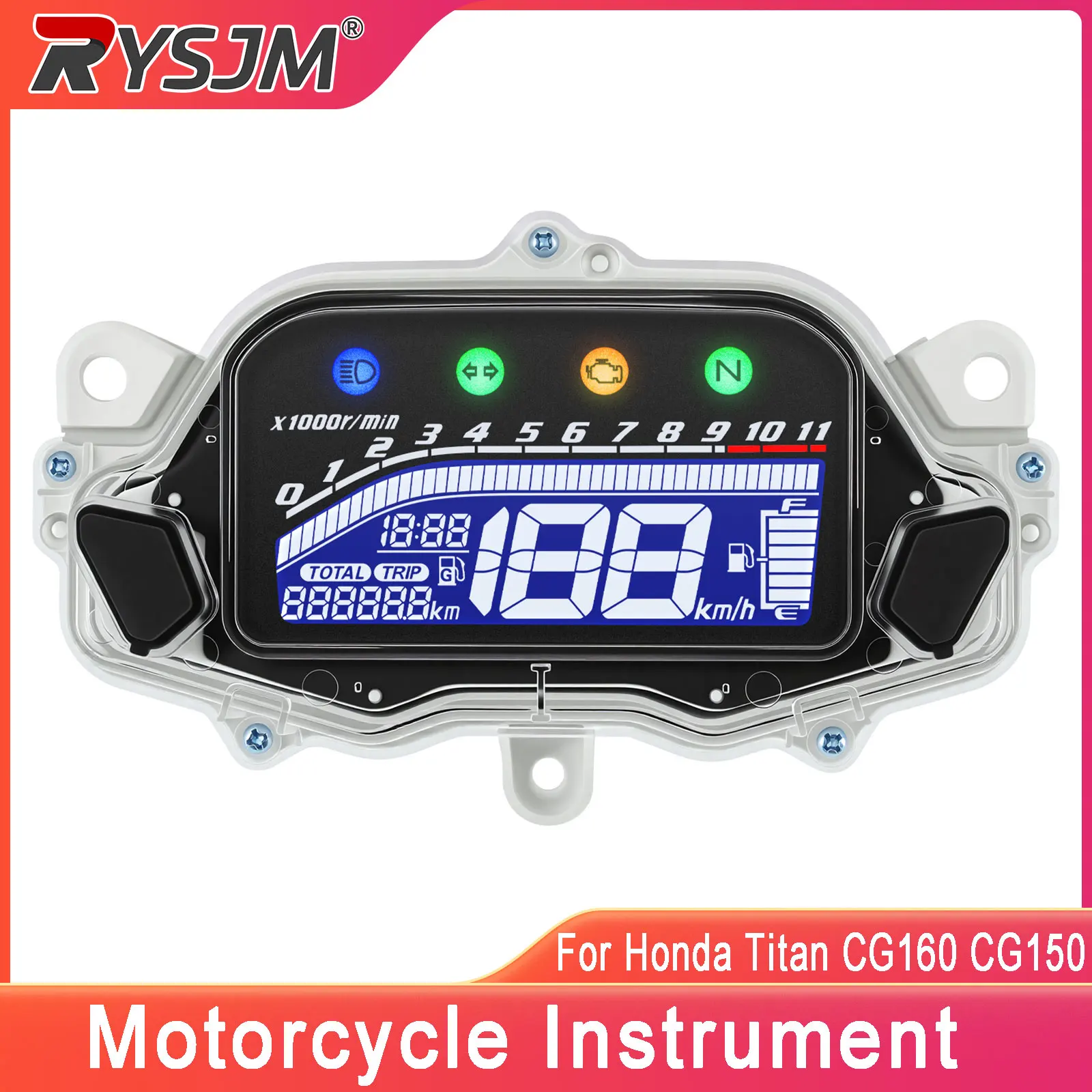 Painel Digital de Velocímetro para Motocicleta, Medidor de Quilometragem e Nível de Óleo para Honda Titan CG160 CG150