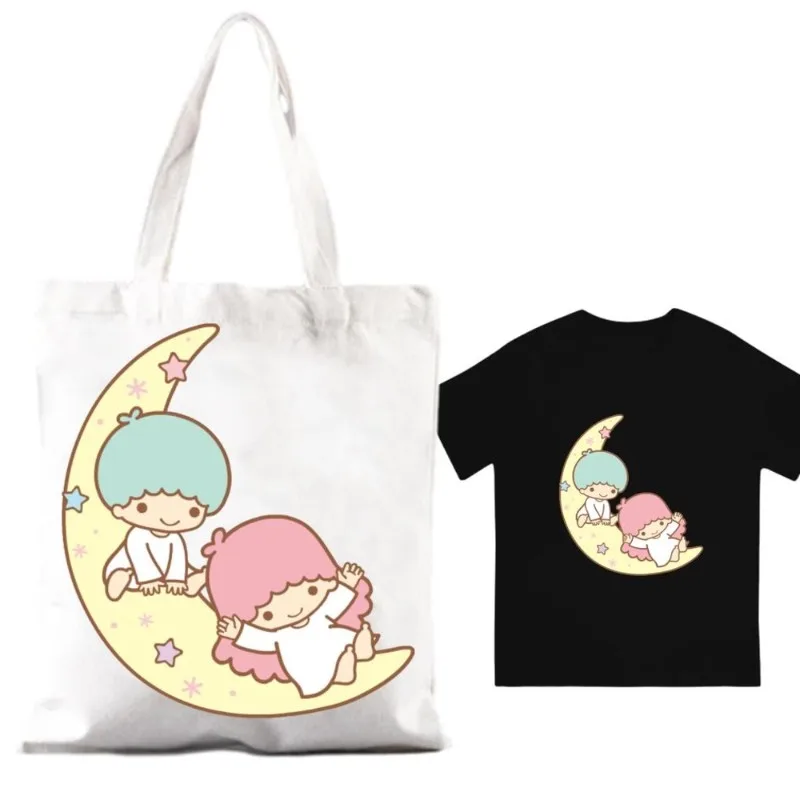 MINISO Sanrio Little twin S-stars borse a tracolla da donna coppia combinazione di vestiti colletto manica corta maglietta moda uomo cotone