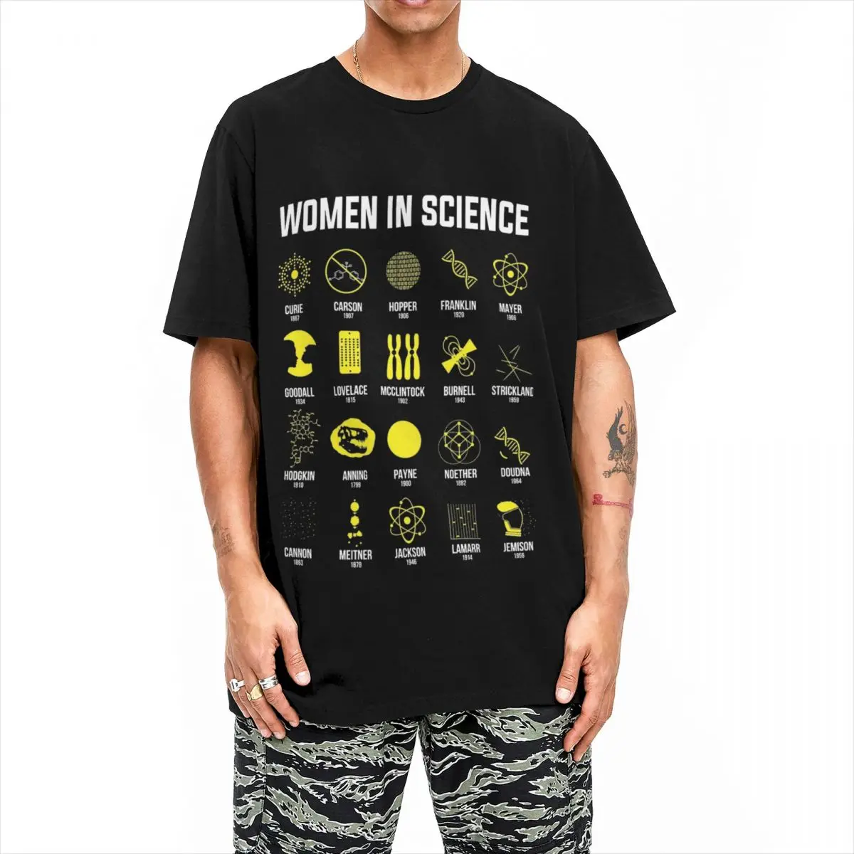 Women In Science T Shirt Men Women\'s 100% Cotton Unique T-Shirts Crew Neck Science Chemistry Physics Scientist Tops Summer