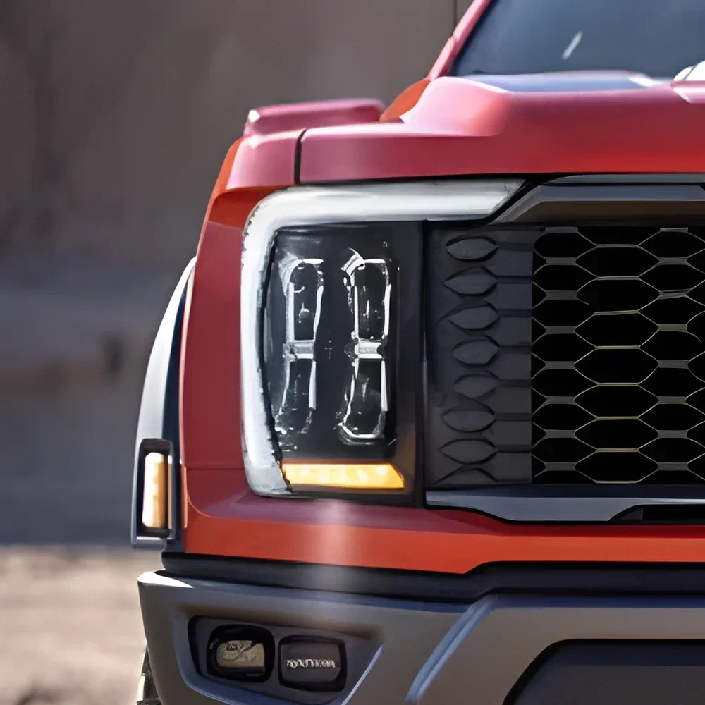 

Автомобильные фары для Ford Raptor F150 2021-2023, светодиодные передние фары автомобиля в сборе, обновление 4 линзы проектора, аксессуары Plug and Play