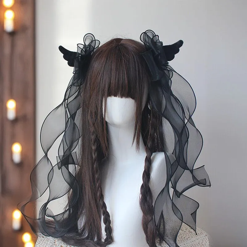 Angel Wing Big Bow Hair Clip Girls Gothic Hairpin Barrettes Hair Ribbons Personality Party Performance Hairpin Hairwear - view 4