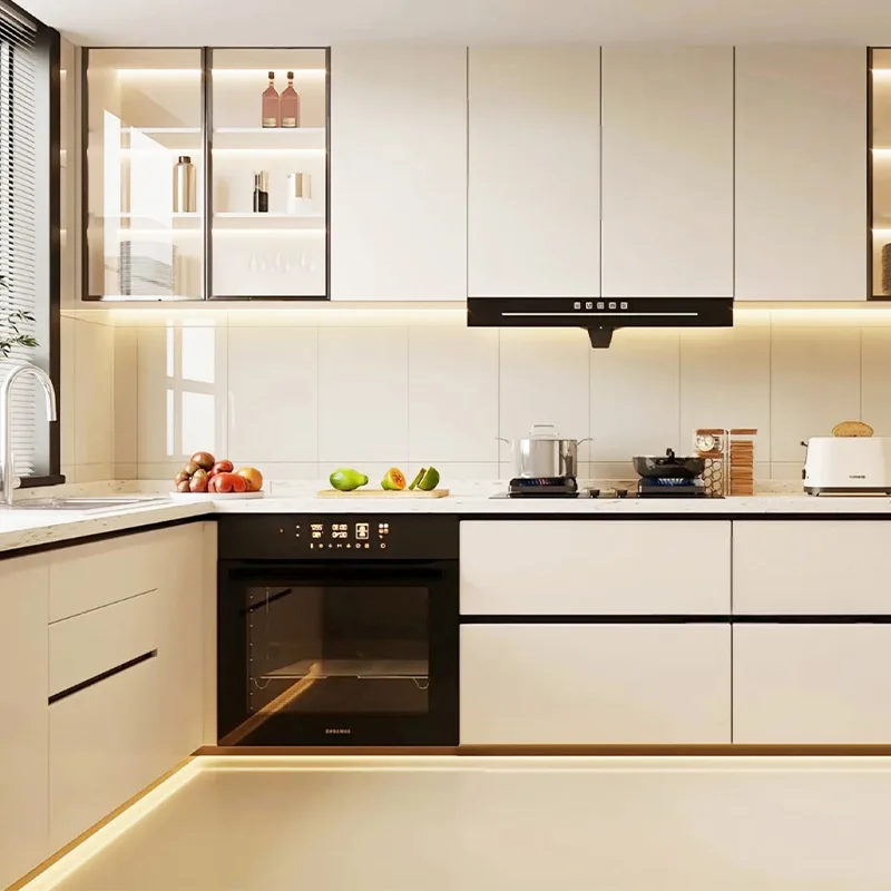 Simple Cabinets, Stove Cabinets, Integrated Cabinets, Storage Kitchens, Formulated Light Luxury ENF Granular Board Int