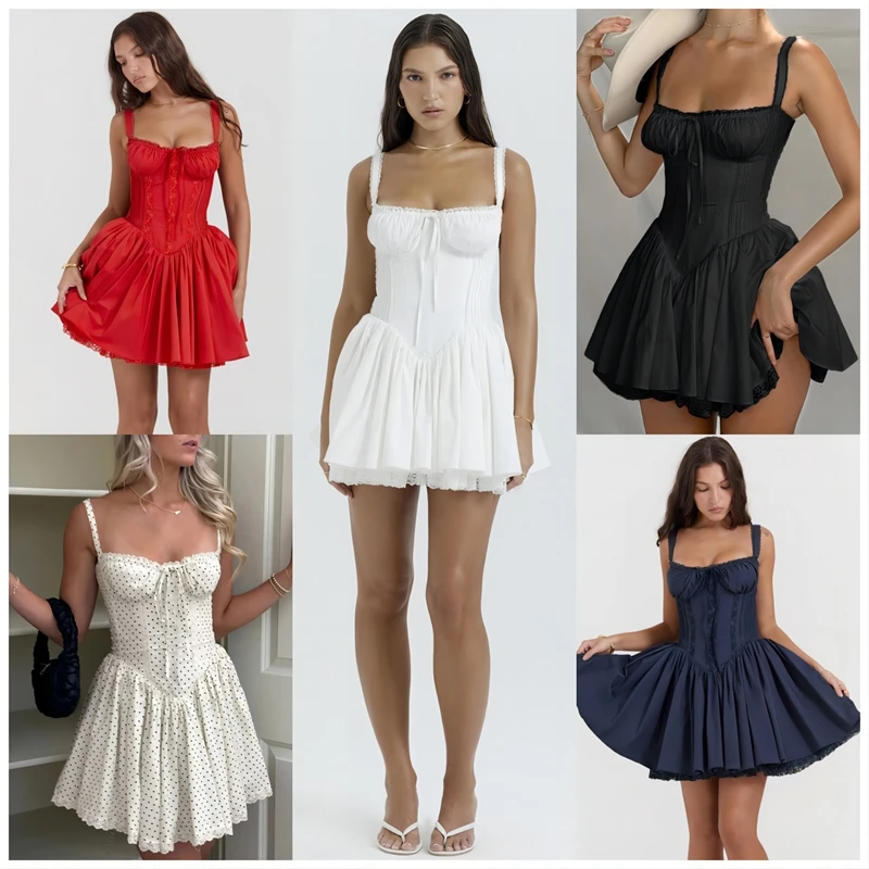 Rockmore robes de soirée élégantes dames mode soirée moulante a-ligne plissée robe moelleuse dentelle Sexy robe de bal Mini Sunderss