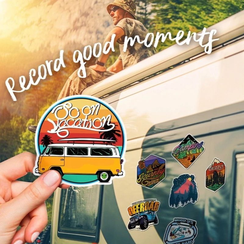 10/25/50pcs Retro Offroad Travel Stickers Outdoor Scenery Explore Camp Decor Car Decals Skateboard Phone Guitar Laptop