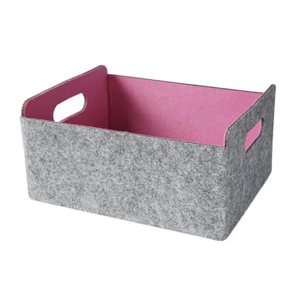 

Storage Basket Household Organizer Desktop Home Foldable Felt Sundries Container