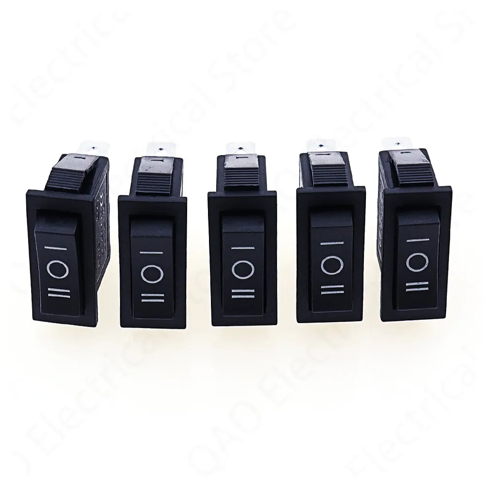 5 pcs x AC 15A 250V /20A 125V 3 Pin SPDT KCD3 ON-OFF-ON 3 Position BLACK Boat Rocker Switch