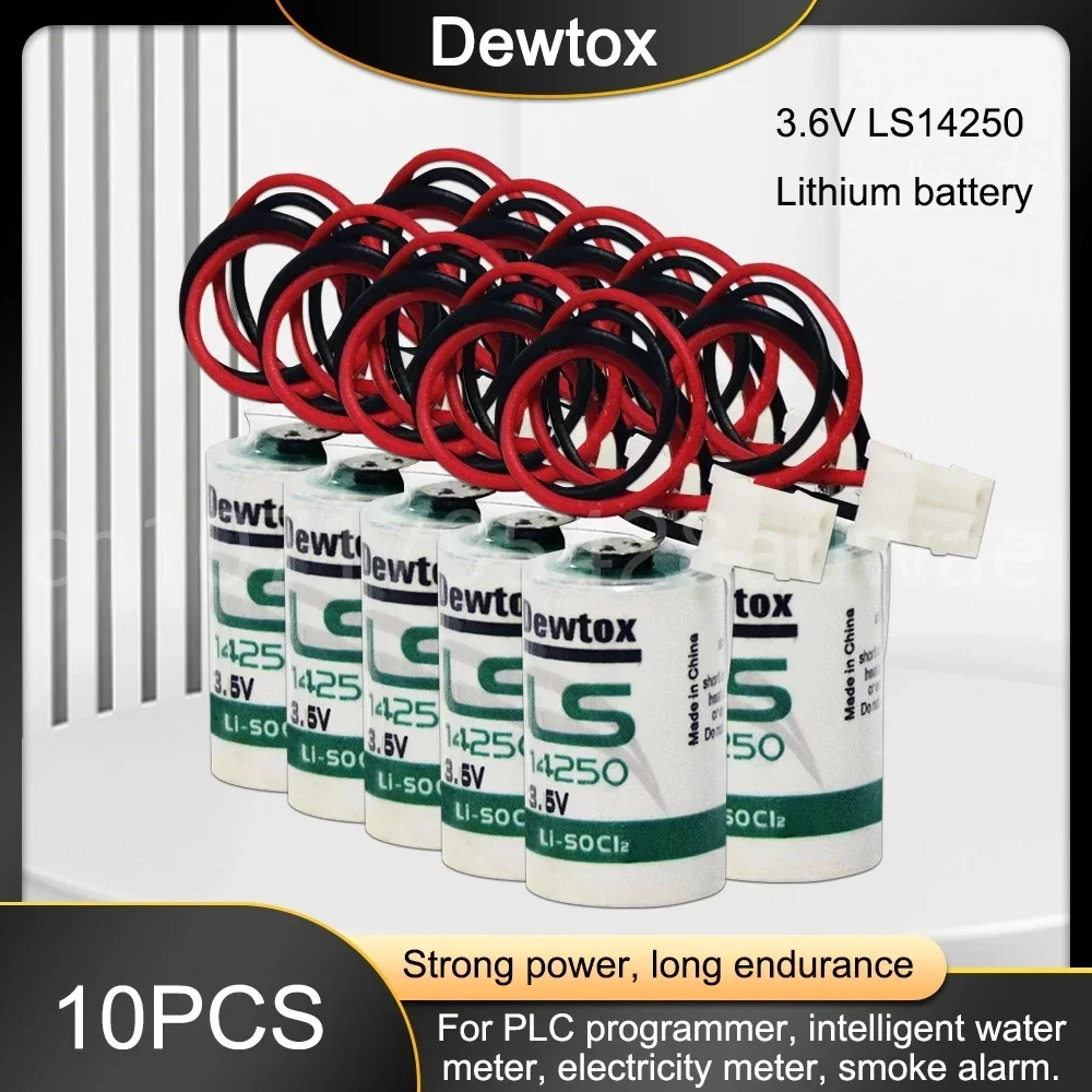 10PCS 3.6V 1200mAh LS14250 Lithium Batteria with Plug for PLC CNC Machine Tools Gas Water Meter LS 14250 SL35 ER14250 Battery