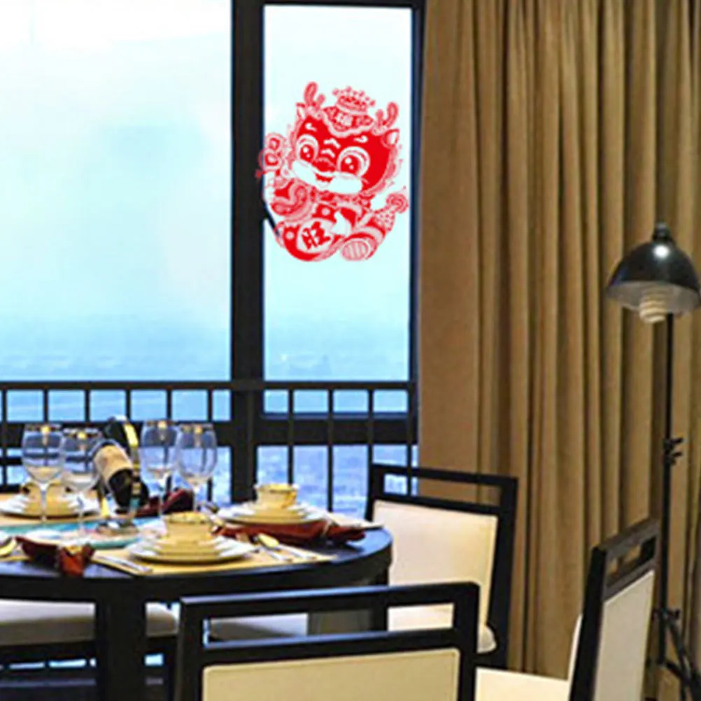 

Chinese New Year Window Clings Dragon Year Glass Stickers Spring Festival Decoration Wall Decals For Home Shop Door Window