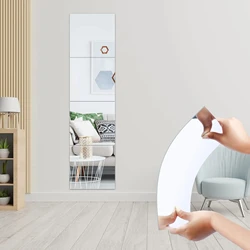 6pcs Self Adhesive Mirror Sheets Flexible Non Glass Mirrors Removable Mirror Wall Stickers Home Room Bedroom 3D Wall Decor