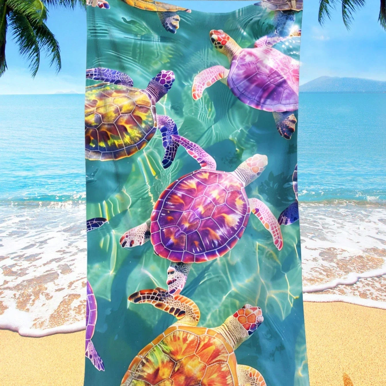 1pc Style Blue Mandalay Pattern Beach Towel,Ultra-Fine Fiber Beach Blanket,Highly Absorbent Bath Towel,Suitable For Summer