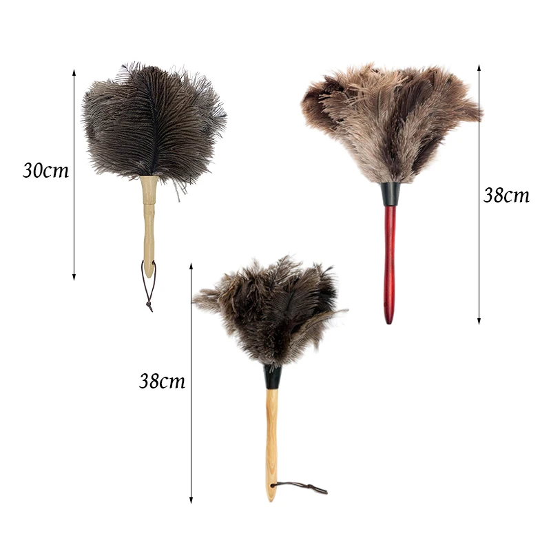 

Dust Removal Ostrich Feather Brush Wooden Hand Household Car Clean Feather Duster Anti-Static Vehicle Dust Removal Cleaning Tool