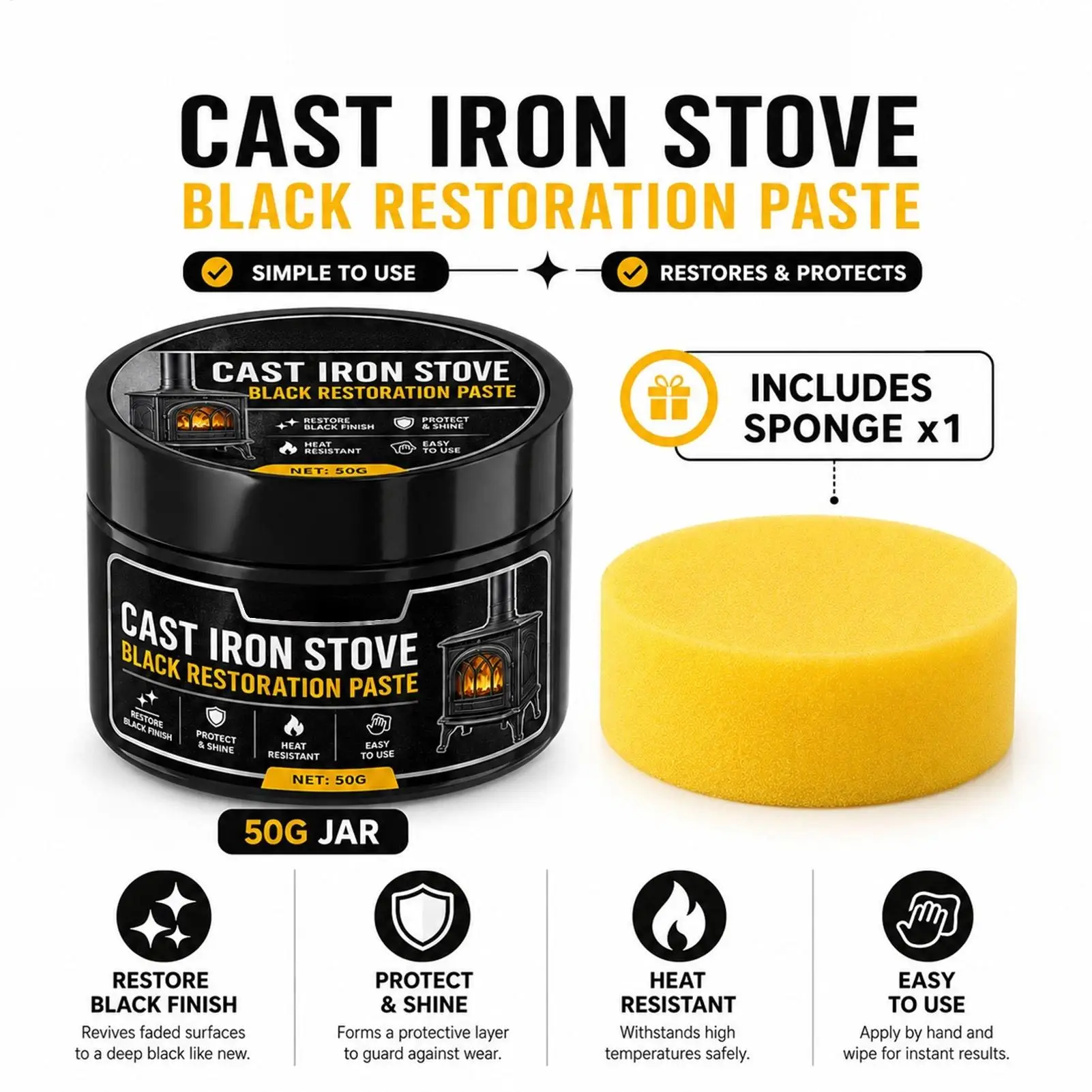 black Stove Polish Cream 50g Kitchen Cast Iron Fireplace Grate Cleaning Care Refurbishing Cleaner Polish Paste For Cooktop