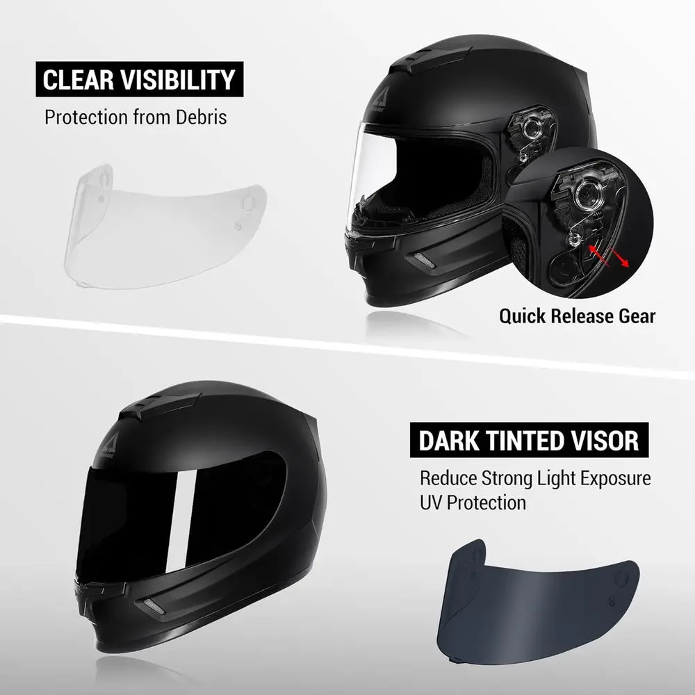 Youth Motorcycle Helmets Full Face Lightweight with Dual Visors, DOT Certified