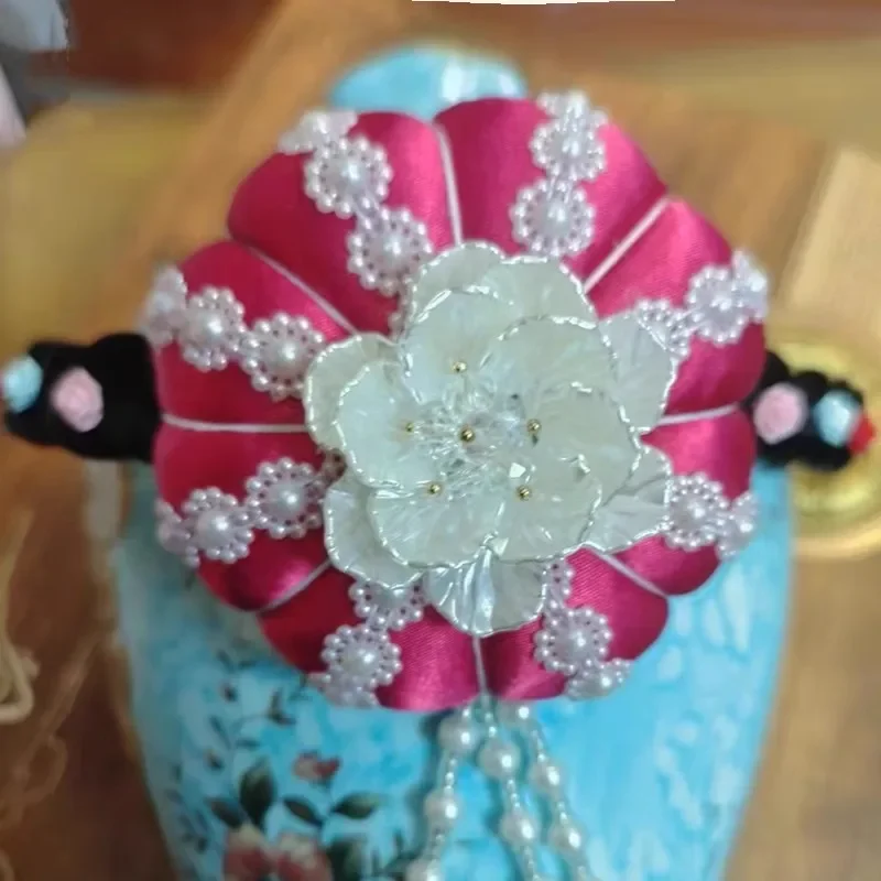 Korean Hanbok Accessories Women Tassel Flower Hairband Traditional Classical Ethnic Style Headdress Bride Hanbok Hair Hoop