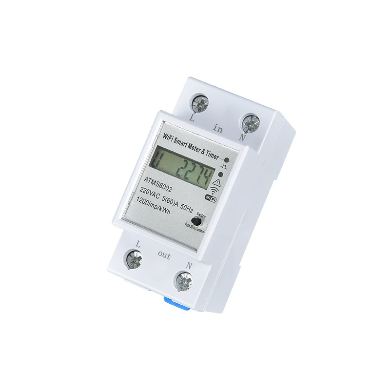 ATMS6002 Single Phase DIN Rail Electric Energy Meter Tuya Smart WiFi Meter WIFI Remote Meter Wifi Metering Switch