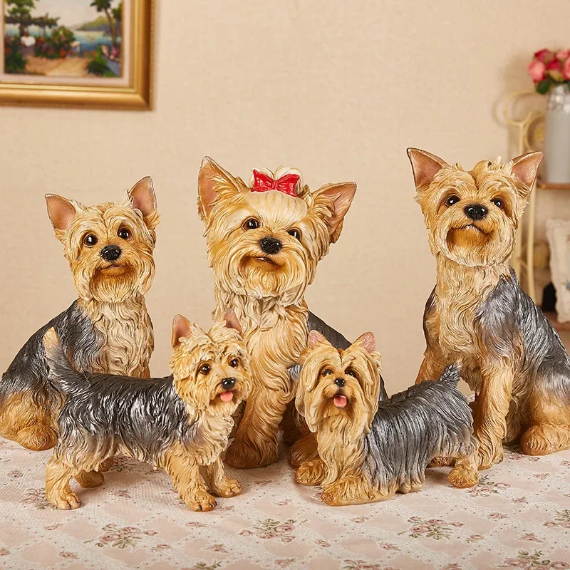 Yorkshire Terrier Resin Statue Sculpture Dog Sculptures and Figurines Figurine Home Decoration Decorations Decor Crafts Garden