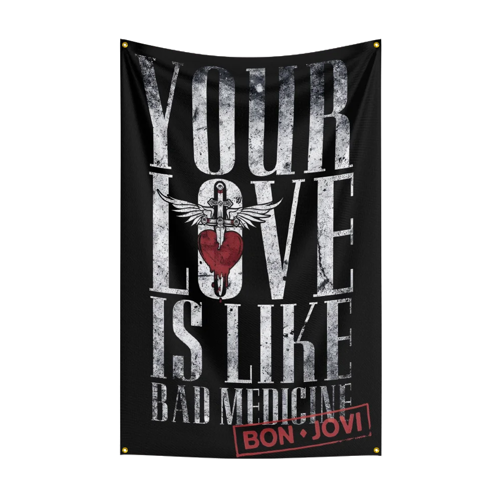 3x5 قدم الثقيلة روك باند B-Bons-Joviss العلم البوليستر الطباعة الرقمية راية لغرفة النوم جدار الفن خارج الباب نسيج ديكورا #3