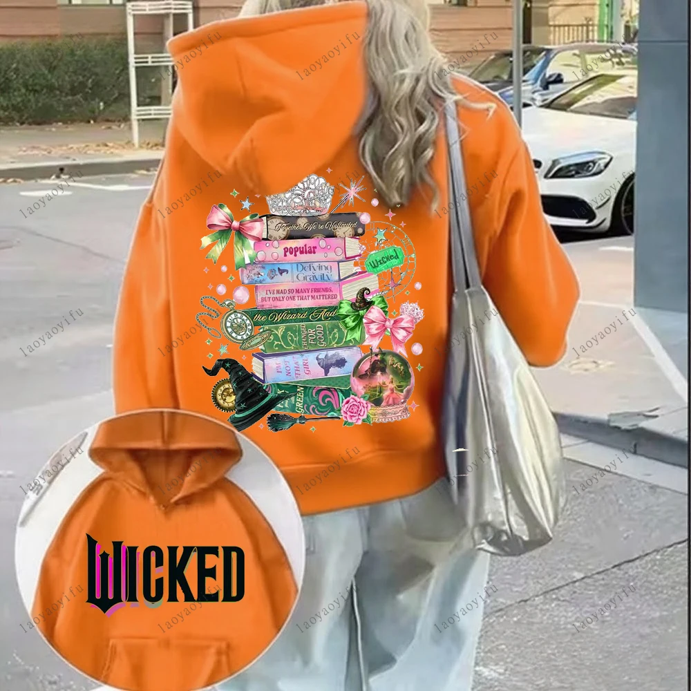 سترة شريرة بقلنسوة لخريف/شتاء 2025 للنساء على الوجهين مطبوعة بقلنسوة ملابس كلاسيكية بلوفرات غير رسمية بغطاء للرأس للنساء