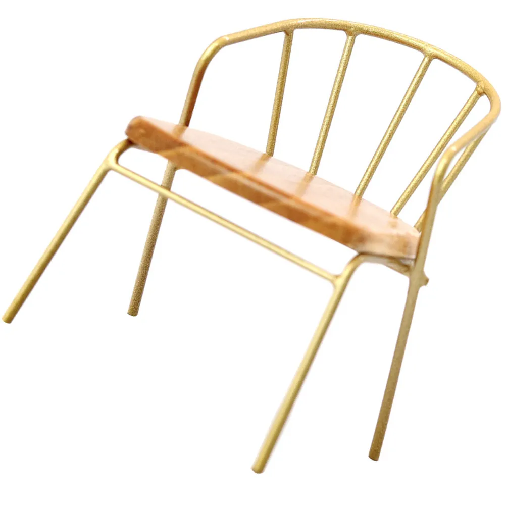 

Миниатюрный желтый стул с подлокотниками из дерева и металла, аксессуар для миниатюрного домика, декор для дома, реалистичная миниатюрная мебель для ландшафтного дизайна