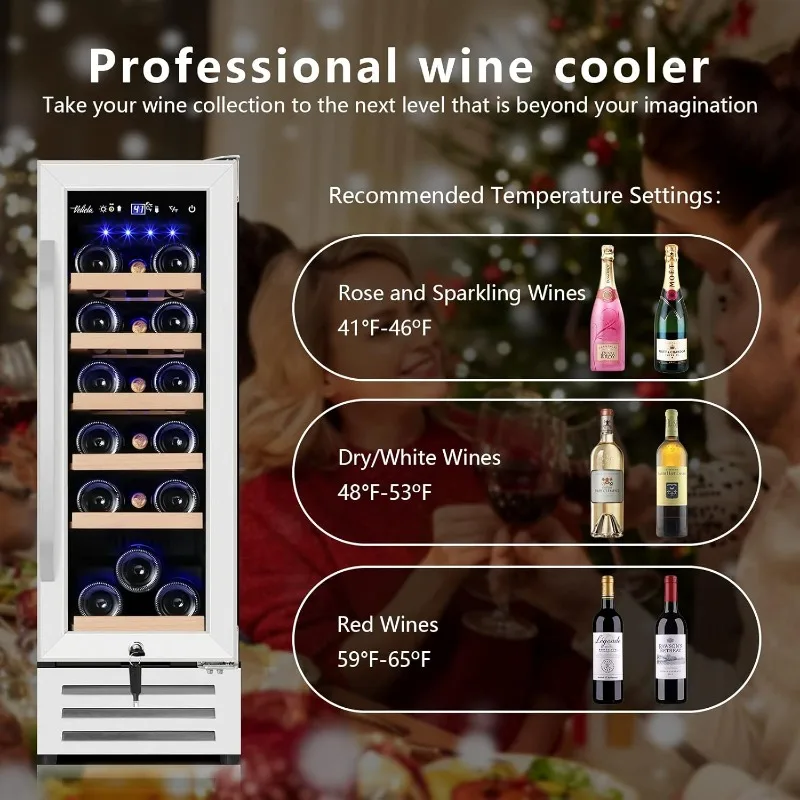 Mini Wine Fridge 18 Bottle Capacity,Freestanding Professional Wine Chiller with Quiet and Stable Temperature Control Systems.